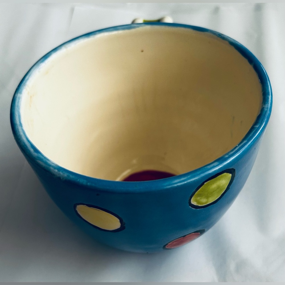 New DR “00” Large Cup Mug 5” Opening 4 1/4” High Blue Pink Yellow Green White